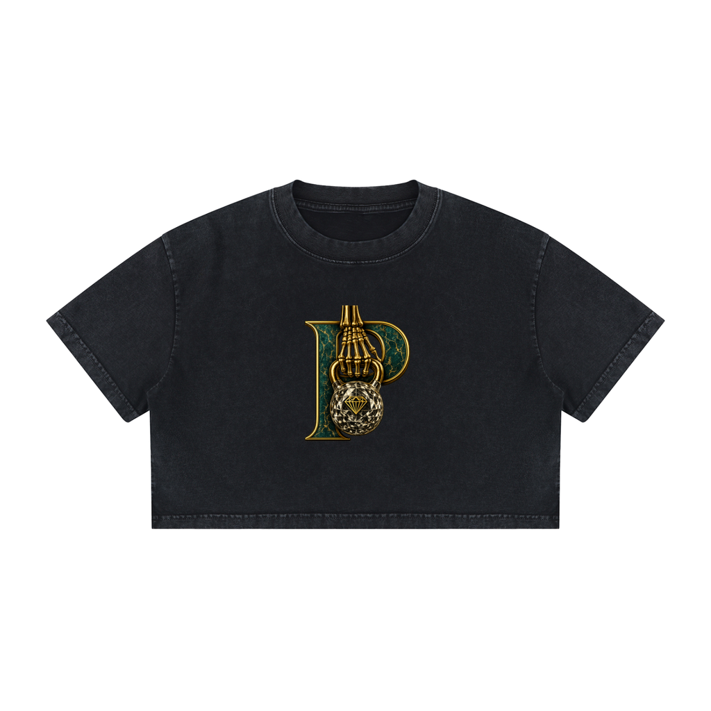 Women's Mineral Wash Cotton Crop T-Shirt